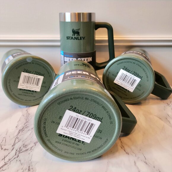 NIB SET OF FOUR Stanley Adventure Big Grip Beer Stein Hammertone Green 24 oz - Picture 8 of 9